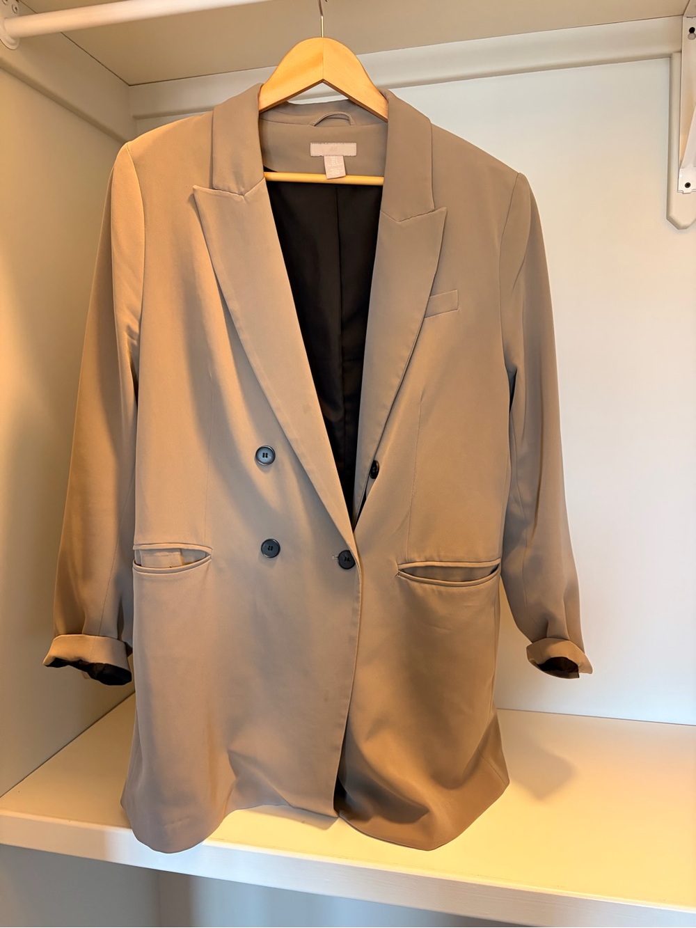 H&M Beige Double-Breasted Blazer Jacket